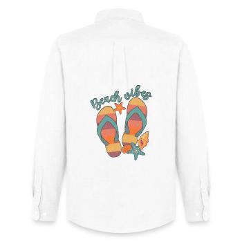 Strand-Vibes - Männer Oxford Hemd von Stanley/Stella - Weiß - Hinten - AI Model Male 185 dark (185cm)
