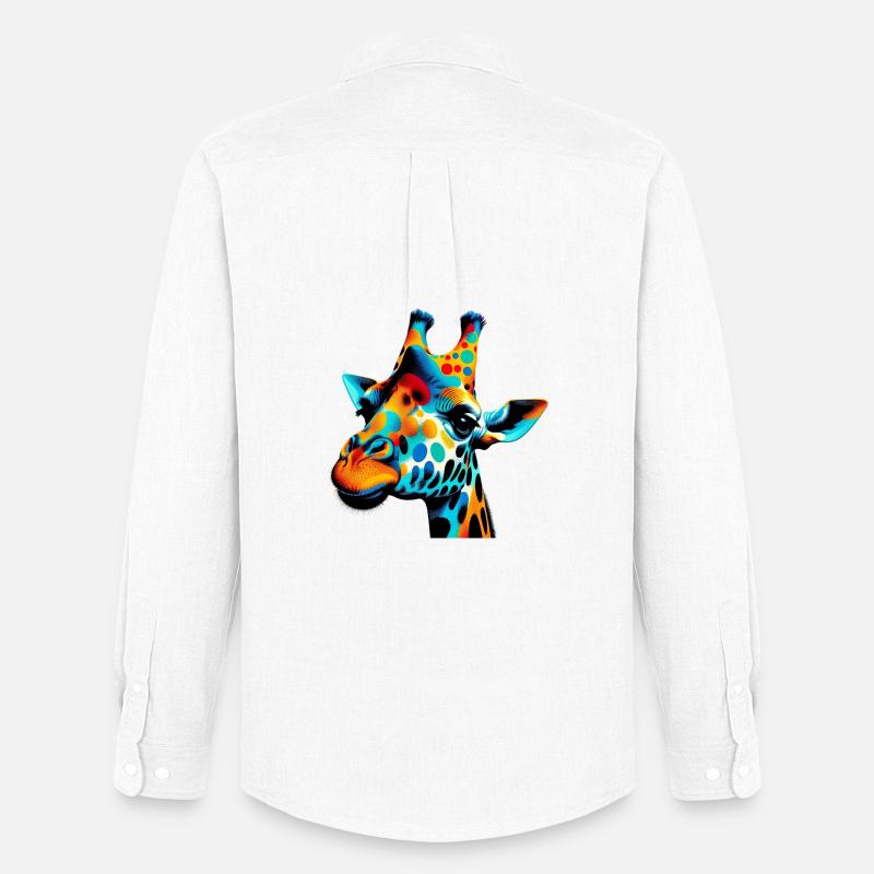 Giraffe Pop Art - Männer Oxford Hemd von Stanley/Stella - Weiß