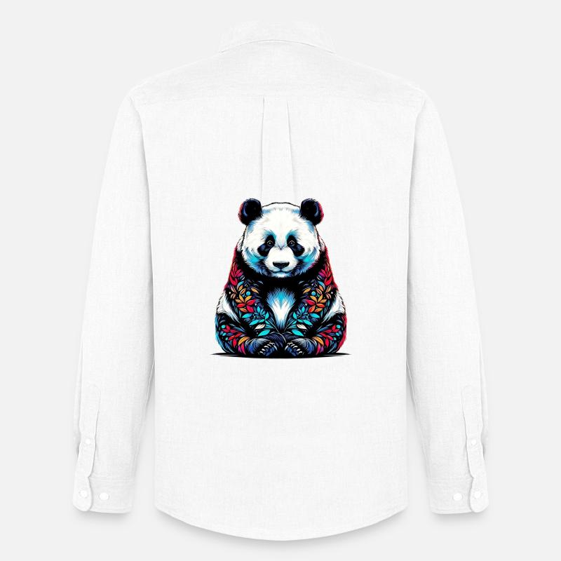 Panda - Männer Oxford Hemd von Stanley/Stella - Weiß