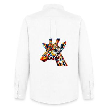 Girafe colorée et peinte comme Arlequin - Chemise Oxford homme Stanley/Stella - blanc - Dos - AI Model Male 185 dark (185cm)