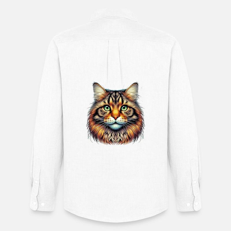 Katze - Männer Oxford Hemd von Stanley/Stella - Weiß