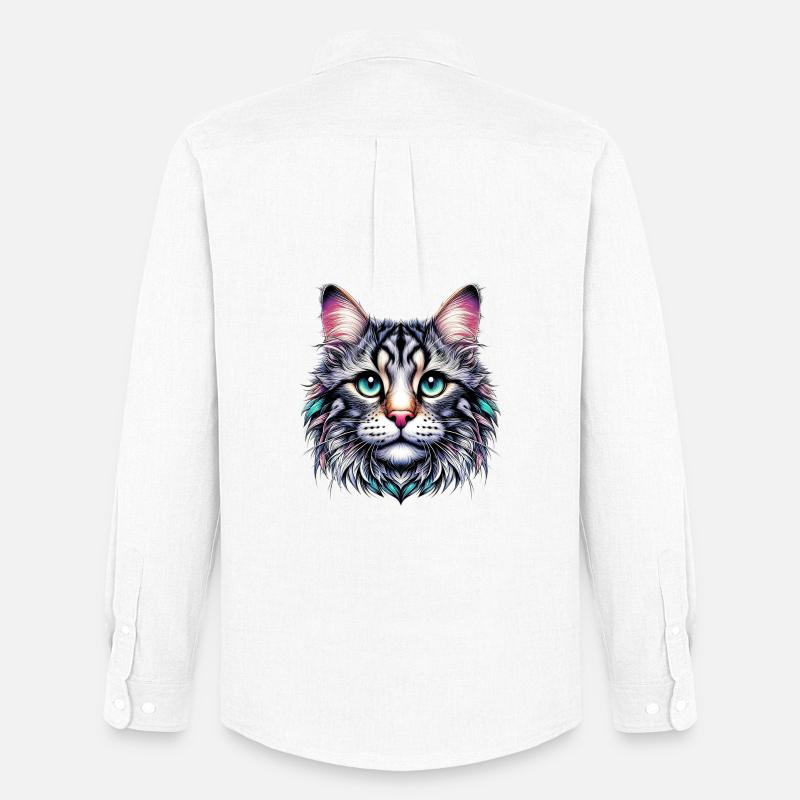 Katze - Männer Oxford Hemd von Stanley/Stella - Weiß