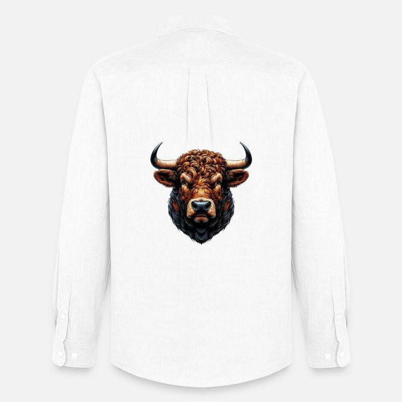 Stier - Männer Oxford Hemd von Stanley/Stella - Weiß