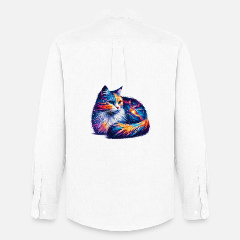 Katze - Männer Oxford Hemd von Stanley/Stella - Weiß