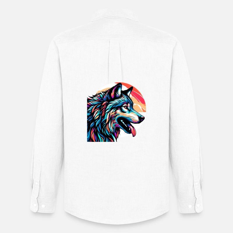 Wolf - Männer Oxford Hemd von Stanley/Stella - Weiß
