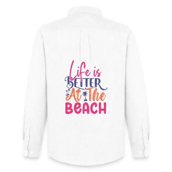 Life is Better at the Beach - Men's Oxford Shirt by Stanley/Stella - white - Back - AI Model Male 185 dark (185cm)