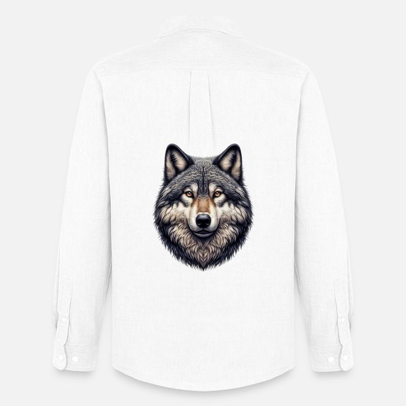 Wolf - Männer Oxford Hemd von Stanley/Stella - Weiß