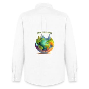 Save the planet - Men's Oxford Shirt by Stanley/Stella - white - Back - AI Model Male 185 dark (185cm)