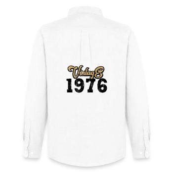 Vintage 1976 - Men's Oxford Shirt by Stanley/Stella - white - Back - AI Model Male 185 dark (185cm)