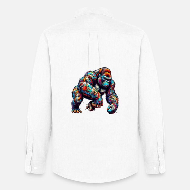 Gorilla - Männer Oxford Hemd von Stanley/Stella - Weiß