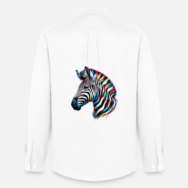 Zebra - Männer Oxford Hemd von Stanley/Stella - Weiß