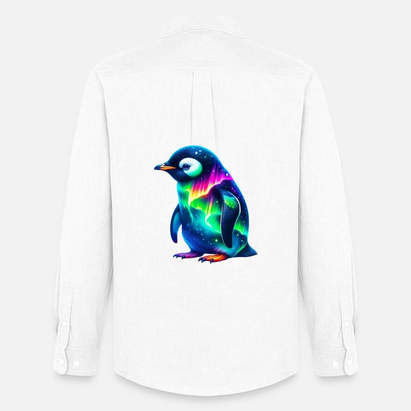 Aurora Borealis Pinguin - Männer Oxford Hemd von Stanley/Stella - Weiß