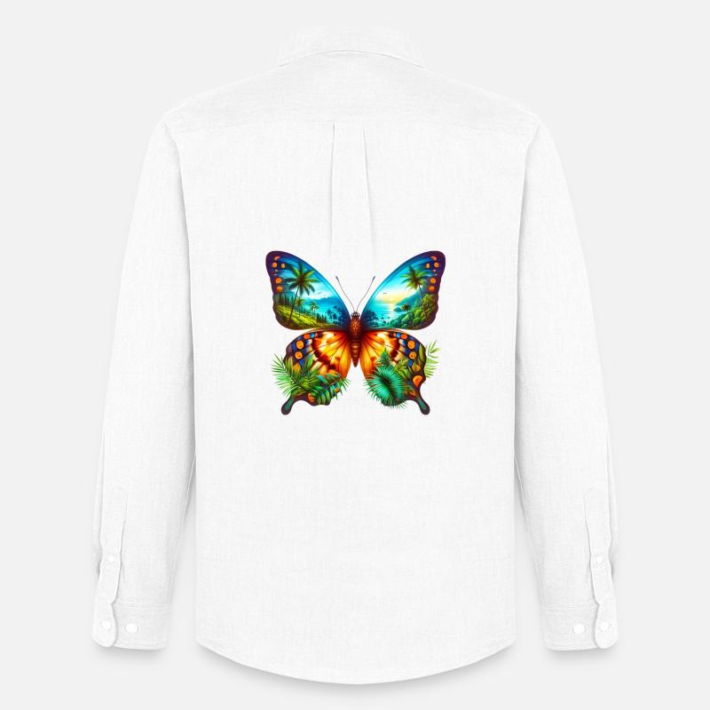 Schmetterling - Männer Oxford Hemd von Stanley/Stella - Weiß