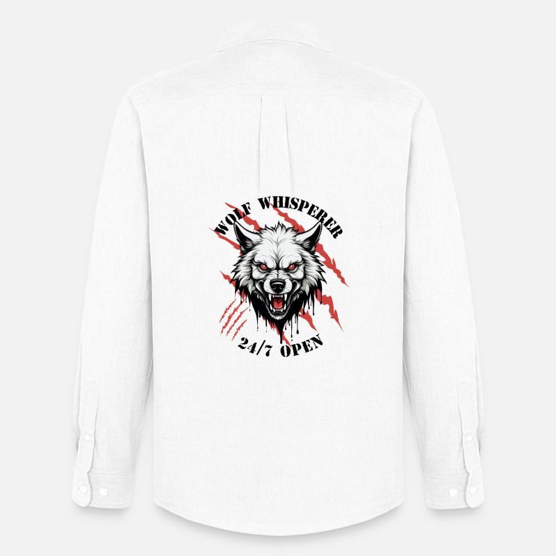 Wolf Flüsterer - Männer Oxford Hemd von Stanley/Stella - Weiß