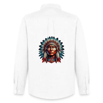 American Indian American Red Skin - Men's Oxford Shirt by Stanley/Stella - white - Back - AI Model Male 185 dark (185cm)