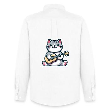 The Guitar-Strumming Cat - Men's Oxford Shirt by Stanley/Stella - white - Back - AI Model Male 185 dark (185cm)
