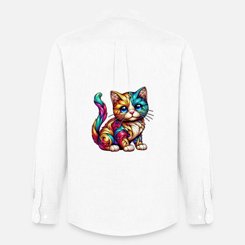 Katze - Männer Oxford Hemd von Stanley/Stella - Weiß
