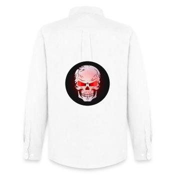 Skull,Skull,Skull with red glowing eyes - Men's Oxford Shirt by Stanley/Stella - white - Back - AI Model Male 185 dark (185cm)