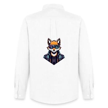 Cyber Fox Néon Tech Sauvage - Chemise Oxford homme Stanley/Stella - blanc - Dos - AI Model Male 185 dark (185cm)