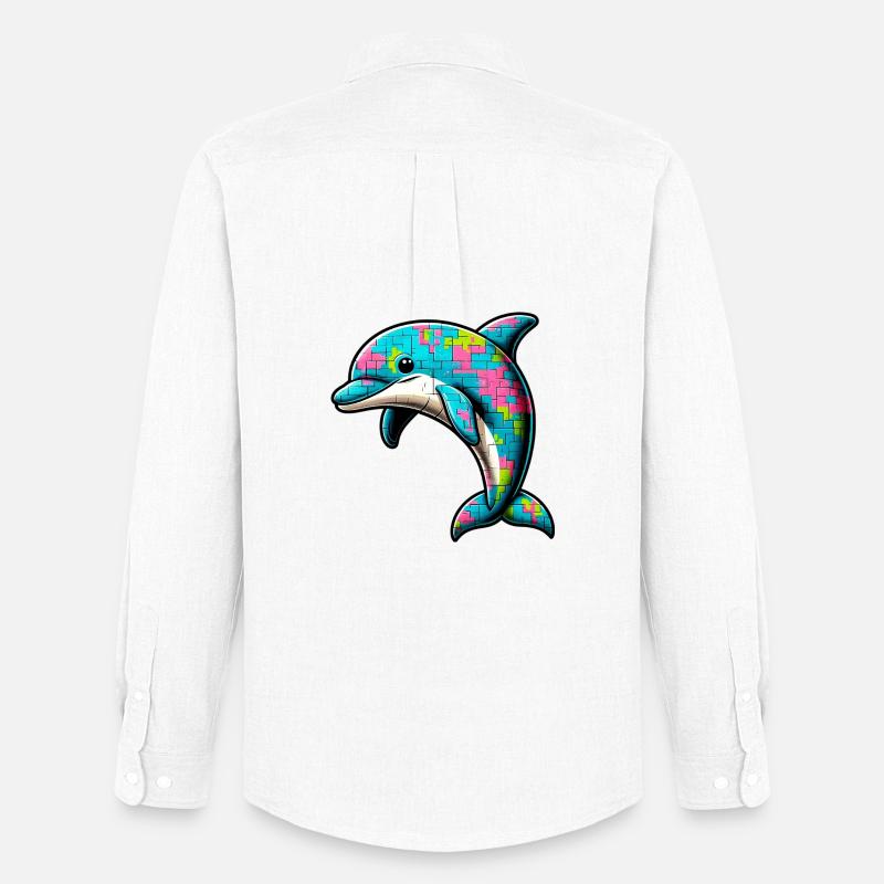 Delfin - Männer Oxford Hemd von Stanley/Stella - Weiß