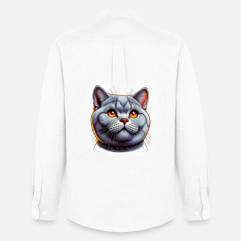 Britisch Kurzhaar Katze - Männer Oxford Hemd von Stanley/Stella - Weiß