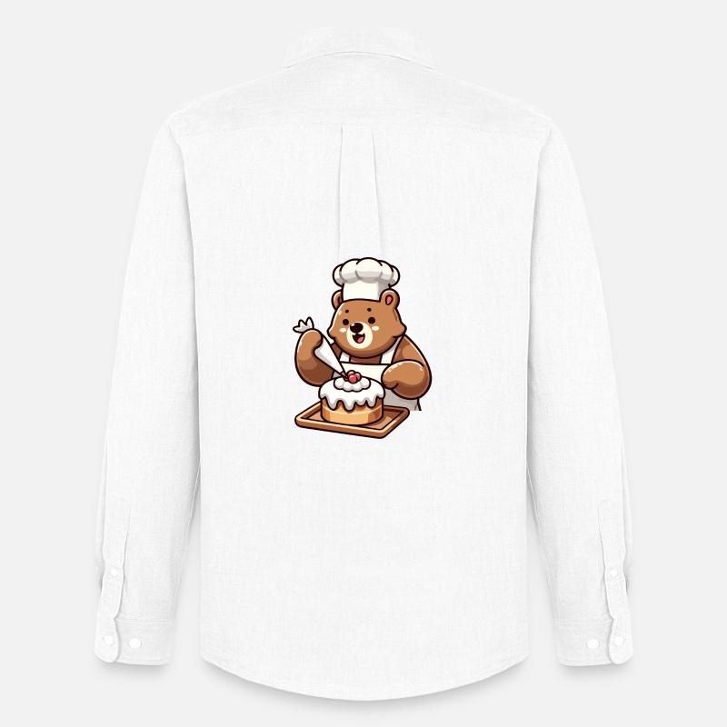 Baker Bear: Der Kuchenbeschwörer - Männer Oxford Hemd von Stanley/Stella - Weiß