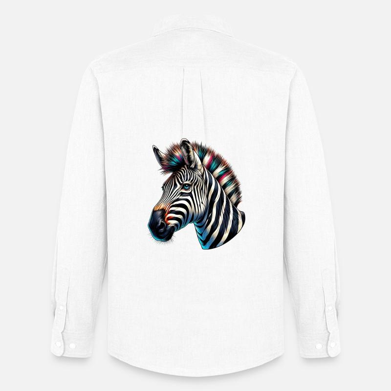 Zebra - Männer Oxford Hemd von Stanley/Stella - Weiß