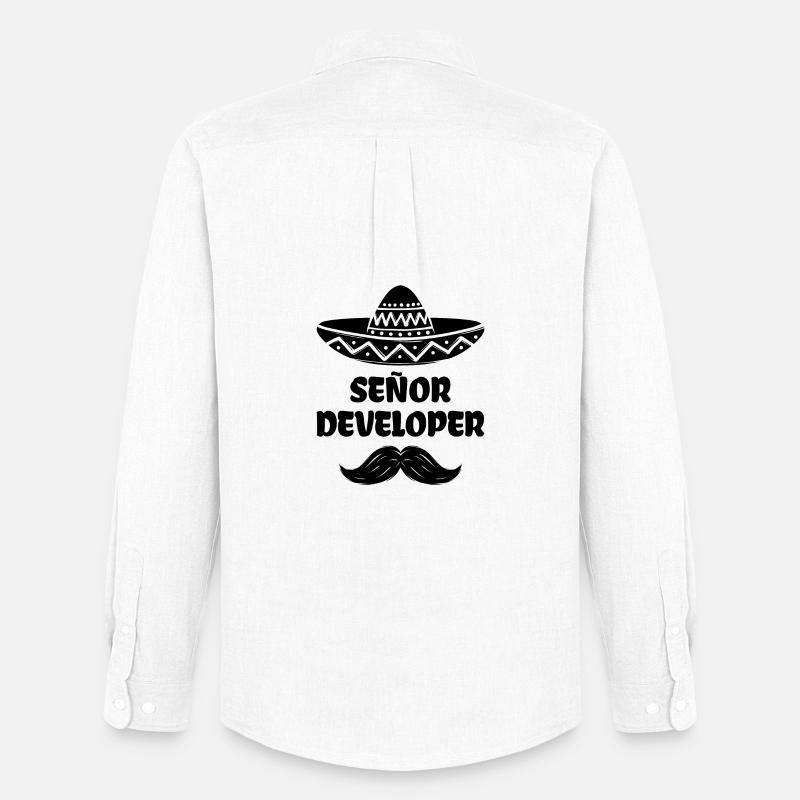 Developer Statement Scripting Dev Computergeek - Men's Oxford Shirt by Stanley/Stella - white