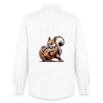 Mighty Nut Conqueror: The Energetic Squirrel - Men's Oxford Shirt by Stanley/Stella - white - Back - AI Model Male 185 dark (185cm)