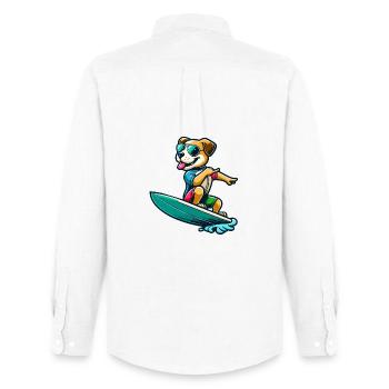 Wave Riding Buddy - Männer Oxford Hemd von Stanley/Stella - Weiß - Hinten - AI Model Male 185 dark (185cm)