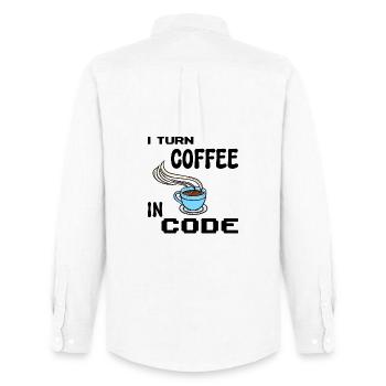 Programmeur de code Scripting Statement Développeur - Chemise Oxford homme Stanley/Stella - blanc - Dos - AI Model Male 185 dark (185cm)