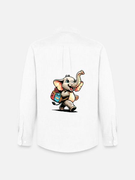 Tiny Trekker: The Jolly Elephant - Men's Oxford Shirt by Stanley/Stella - white
