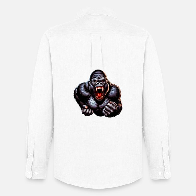Gorilla - Männer Oxford Hemd von Stanley/Stella - Weiß