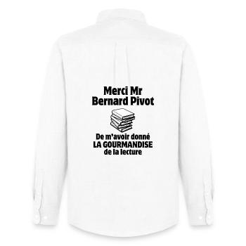 reading, dictation, spelling - Men's Oxford Shirt by Stanley/Stella - white - Back - AI Model Male 185 dark (185cm)