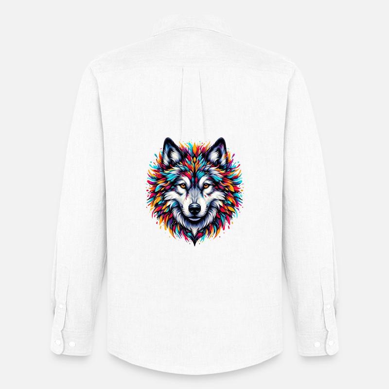 Wolf - Männer Oxford Hemd von Stanley/Stella - Weiß