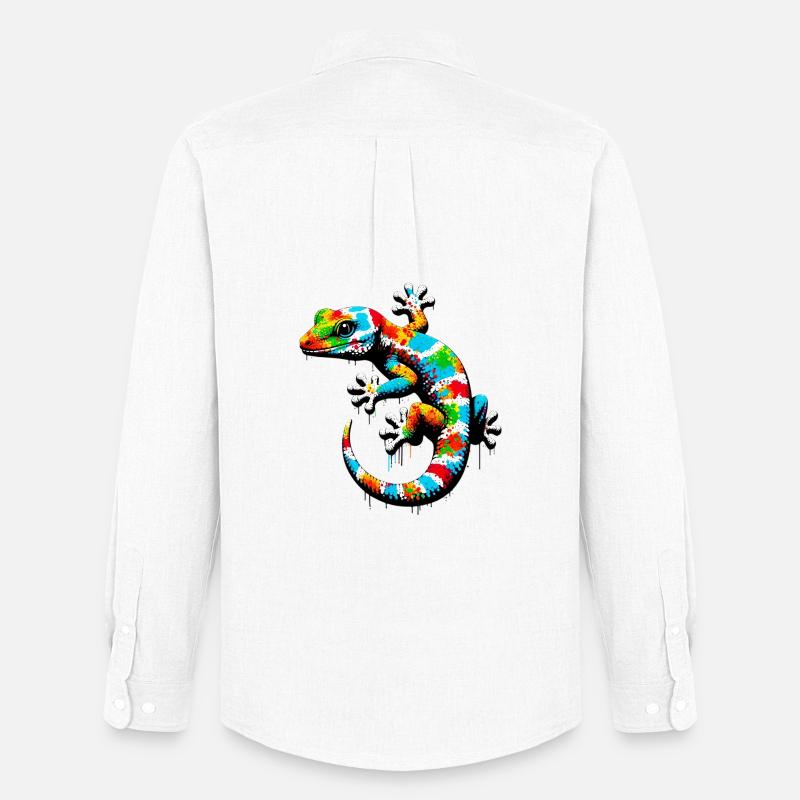 Gecko - Männer Oxford Hemd von Stanley/Stella - Weiß