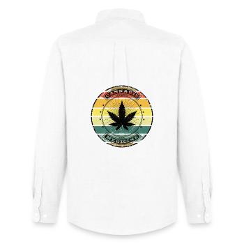 Retro Weed - Vintage Cannabis Leaf - Men's Oxford Shirt by Stanley/Stella - white - Back - AI Model Male 185 dark (185cm)