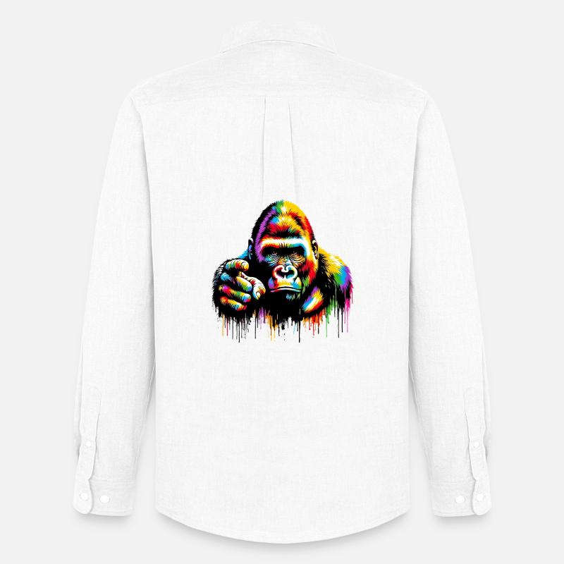 Gorilla - Männer Oxford Hemd von Stanley/Stella - Weiß