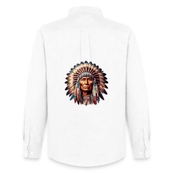 American Indian American Red Skin - Men's Oxford Shirt by Stanley/Stella - white - Back - AI Model Male 185 dark (185cm)