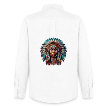 American Indian American Red Skin - Men's Oxford Shirt by Stanley/Stella - white - Back - AI Model Male 185 dark (185cm)