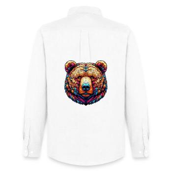 Bear - Men's Oxford Shirt by Stanley/Stella - white - Back - AI Model Male 185 dark (185cm)