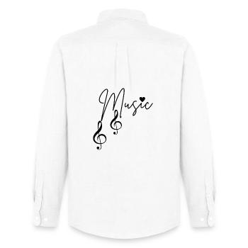 Notes de musique - Chemise Oxford homme Stanley/Stella - blanc - Dos - AI Model Male 185 dark (185cm)