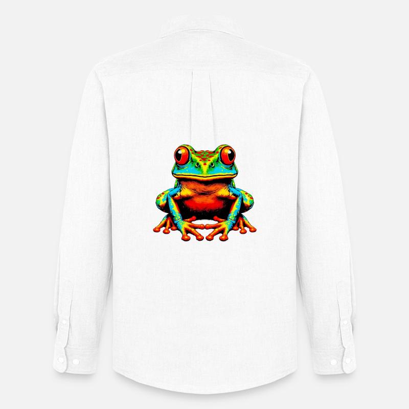 Frosch - Männer Oxford Hemd von Stanley/Stella - Weiß