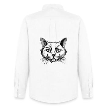 Cat - Men's Oxford Shirt by Stanley/Stella - white - Back - AI Model Male 185 dark (185cm)