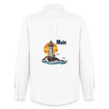 Phare au coucher de soleil de l’île - Chemise Oxford homme Stanley/Stella - blanc - Dos - AI Model Male 185 dark (185cm)