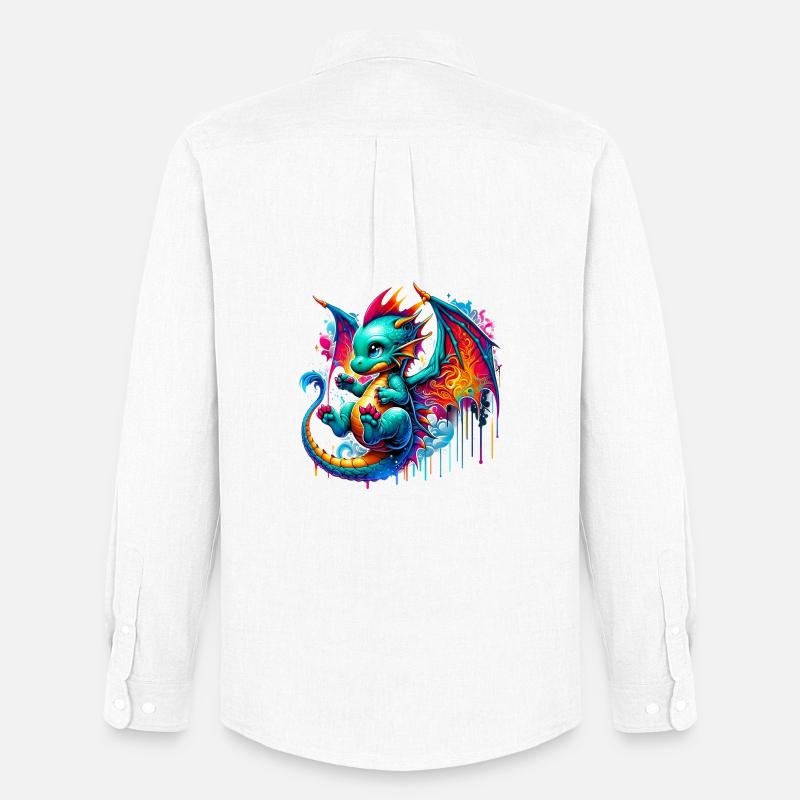 Drache - Männer Oxford Hemd von Stanley/Stella - Weiß