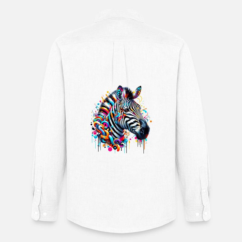 Zebra - Männer Oxford Hemd von Stanley/Stella - Weiß