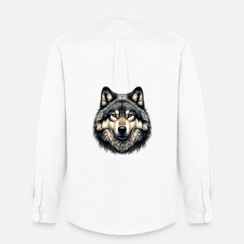 Wolf - Männer Oxford Hemd von Stanley/Stella - Weiß