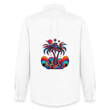 Palm Trees - Men's Oxford Shirt by Stanley/Stella - white - Back - AI Model Male 185 dark (185cm)