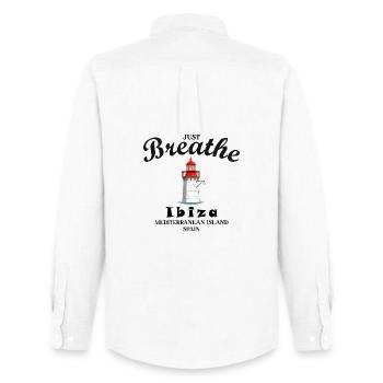 Ibiza lighthouse at the harbour, take a deep breath, Spain - Men's Oxford Shirt by Stanley/Stella - white - Back - AI Model Male 185 dark (185cm)